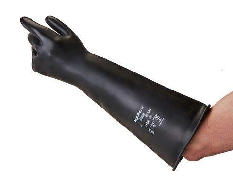 Ansell 87-104 alphatec 17 inch Black Gauntlet Glove - Size 8.5