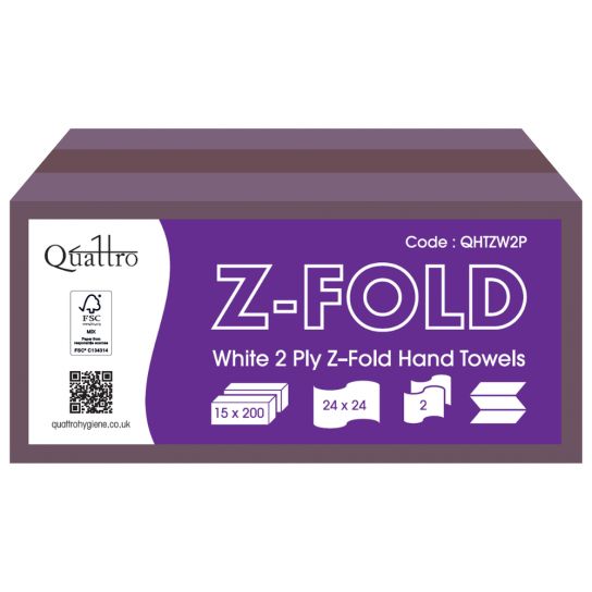 PREMIUM WHITE 2 PLY Z - FOLD HAND TOWELS X 3000